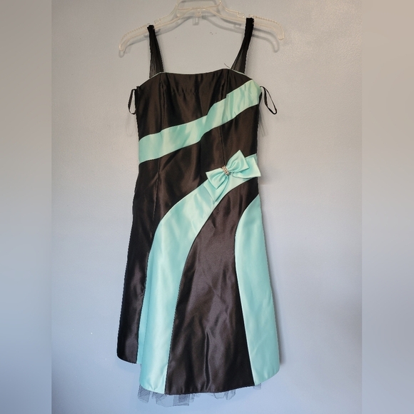 Jessica McClintock For Gunne Sax Y2K Prom Dress 9/10 Blue/Black - Picture 1 of 14